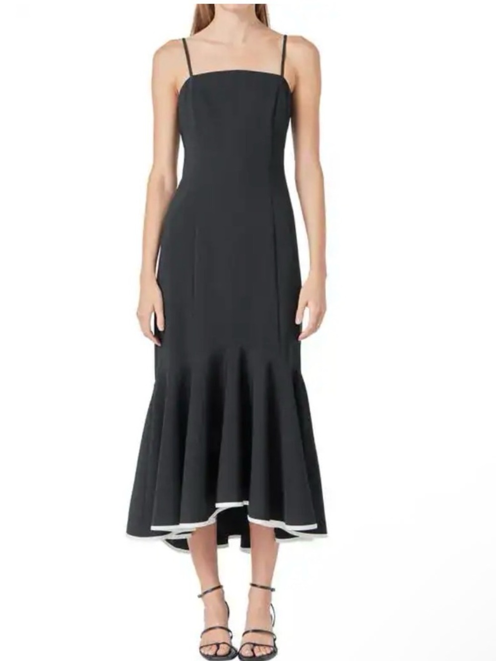 Endless Rose Contrast Trim Flounce Midi Dress Size S NWOT 140$